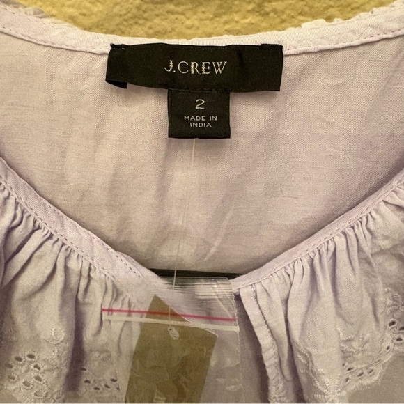 NWT~J. CREW Lavender Eyelet Ruffled Collar Cuffs Blouse Size 2 - Picture 6 of 10